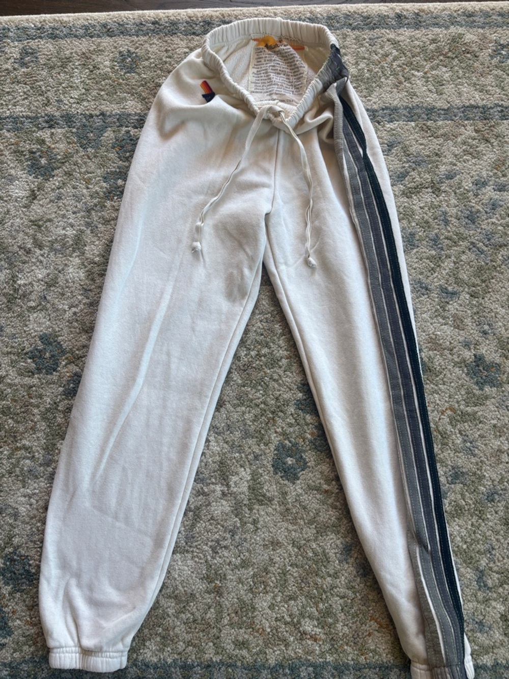 Aviator Nation White w/ Grey 5-Stripe Sweatpants (Sold Out & Hard to Find)